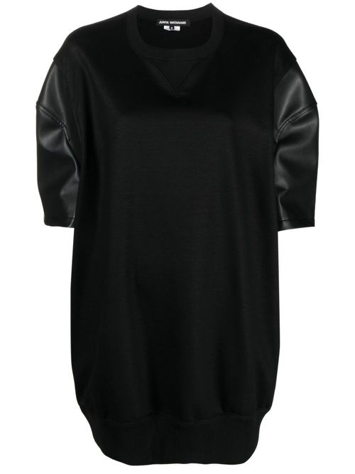 Crew neck puff-sleeved T-shirt - Black