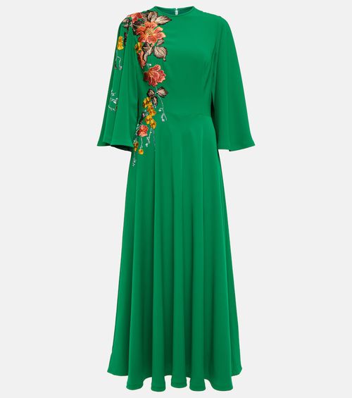 Zinnia embroidered cape midi dress