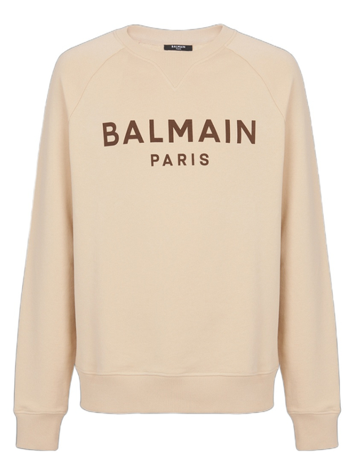 Balmain Paris Logo Print Sweatshirt in Beige - Beige