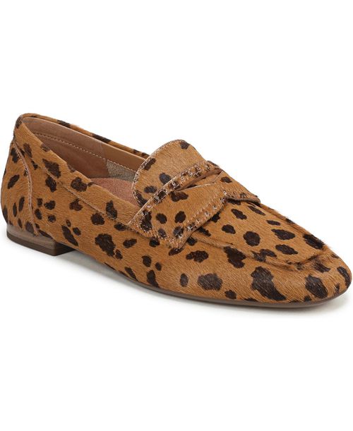 Womens Sadie Loafers - Tan leopard calf hair
