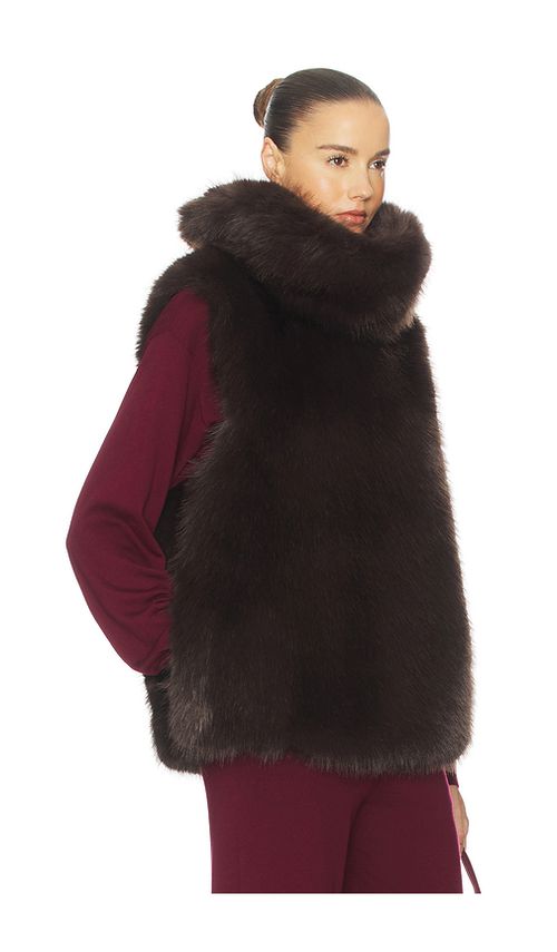 Helsa Faux Fox Gilet in Chicory. M/L also in