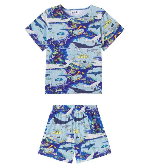 Printed cotton-blend pajamas