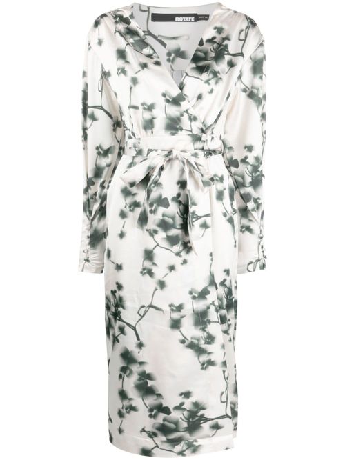 Abstract floral-print midi dress - Neutrals