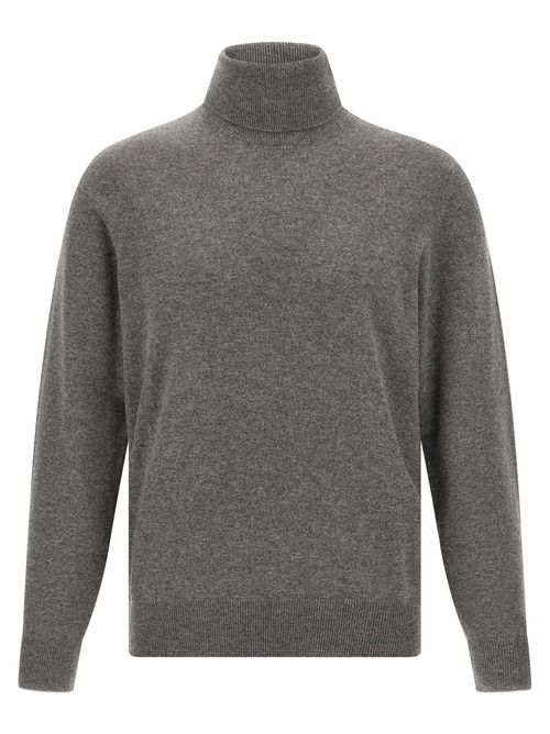 100% Cashmere Turtleneck Sweater — Gray