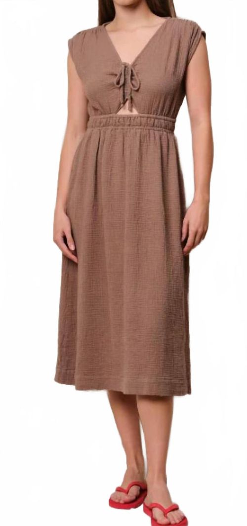 Midi Ruched Dress In Taupe