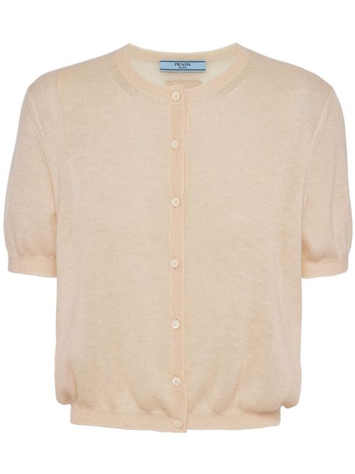 Short-sleeved cashmere cardigan - Neutrals