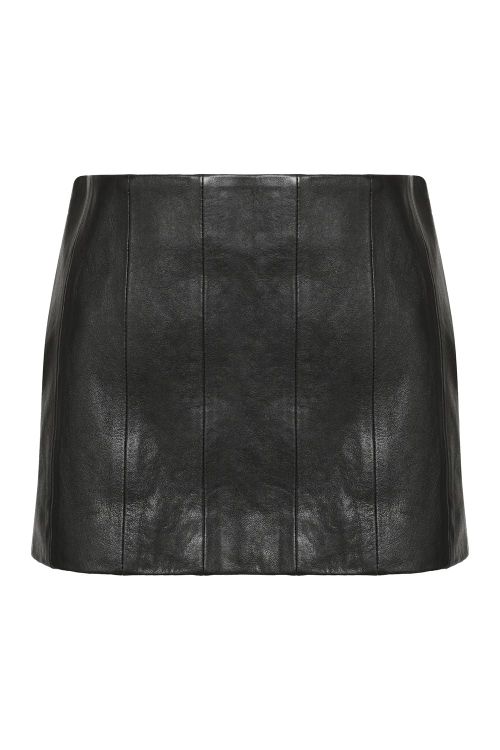 Panel Detail Leather Mini Skirt