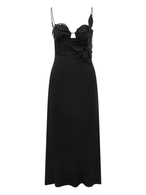 Lace-embellished slip dress - Black