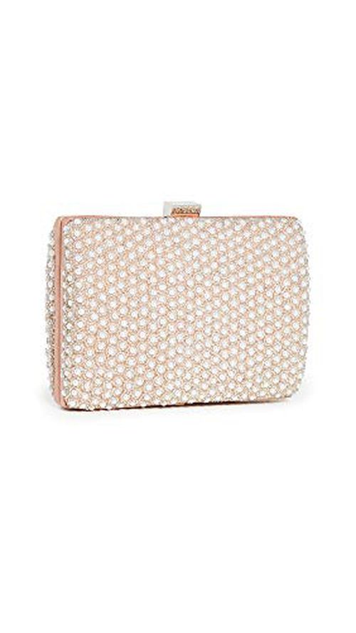 SANTI Women's Imitation Pearl Clutch, Taupe/Silver, One Size