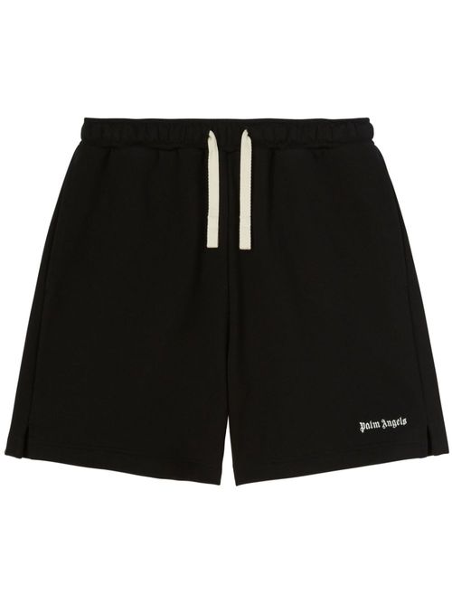 Embroidered-logo track shorts - Black