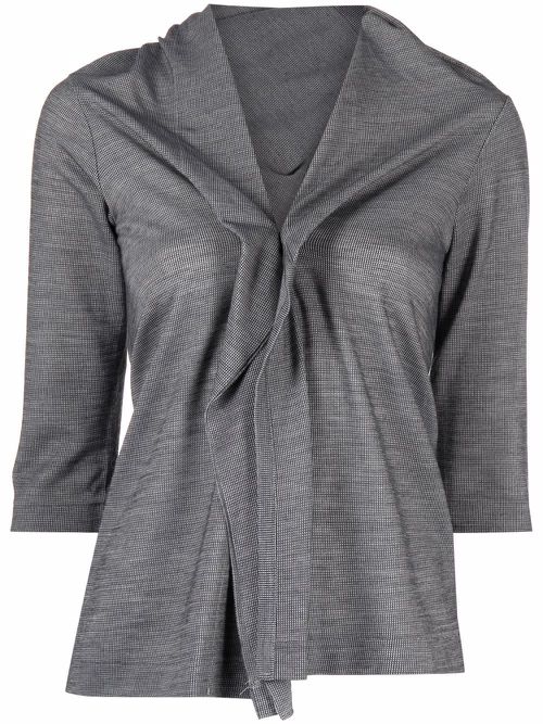 2000s gathered V-neck shirt - Grey