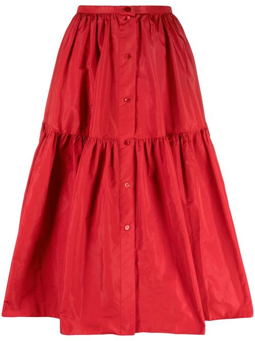 Button-up tiered midi skirt