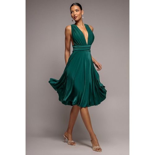 Goddiva Soft Touch Multi Way Open Back Midi Dress - Emerald Green