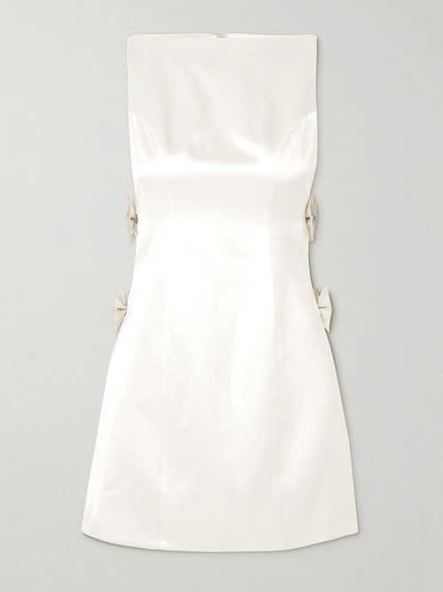 Nadine Bow And Crystal-embellished Cutout Satin Mini Dress - White