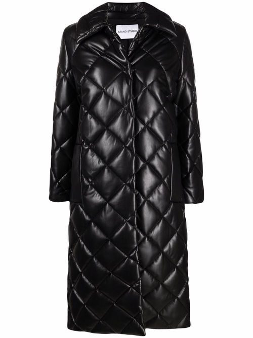Dorothea diamond-quilted coat - Black