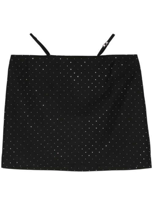 Rhinestone-embellished twill miniskirt - Black