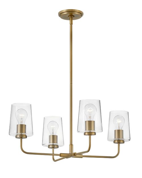 Kline 4-Light Chandelier in Lacquered Bra