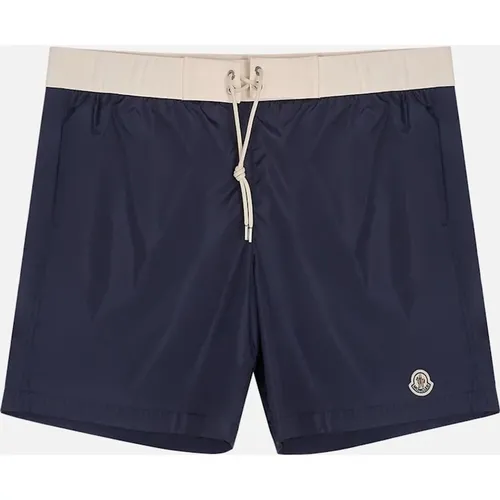 Moncler Men's CONTRAST WASITBAND SWIMSHORTS - Blue - Size: 35/34/32