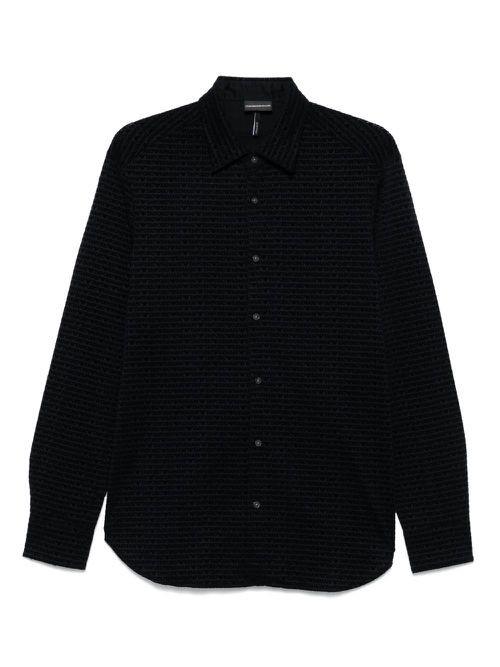 Emporio Armani flocked-logo shirt - Blue