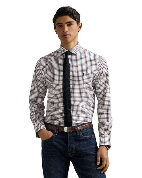 Cotton Slim Fit Check Poplin Shirt
