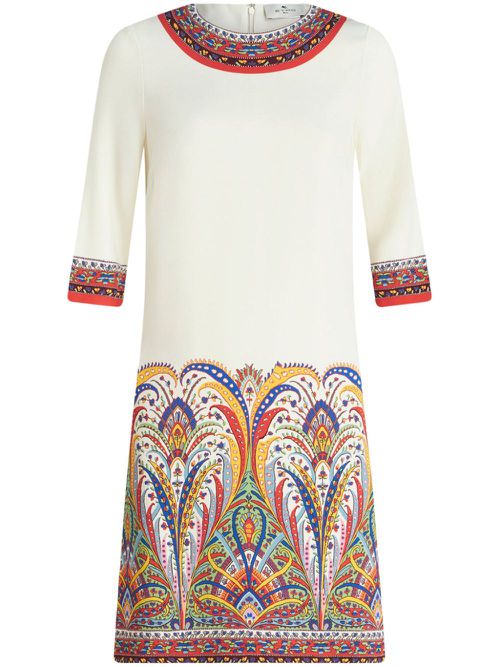 Paisley-print cady dress - White