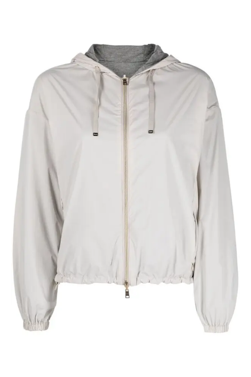 Reversible Hooded Lightweight Jacket — Beige