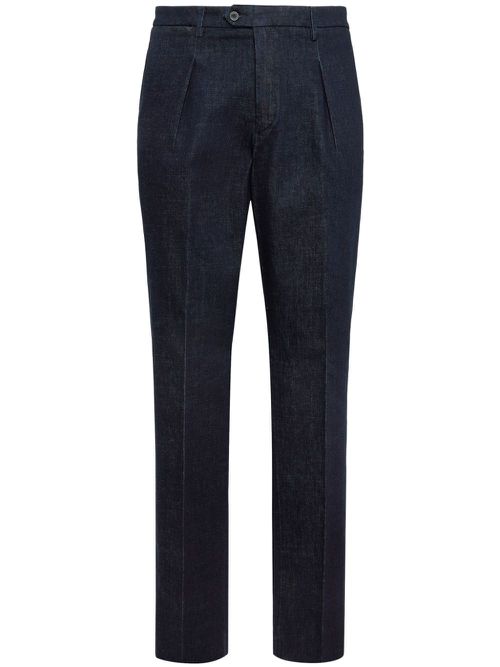 Pleat-detailing tapered trousers - Blue