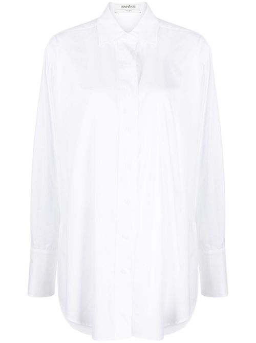 Long-sleeved cottons hirt - White