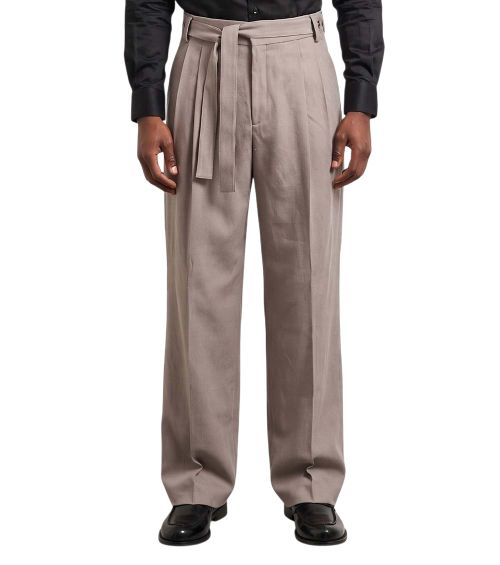 Brown Relaxed Pleated Pants