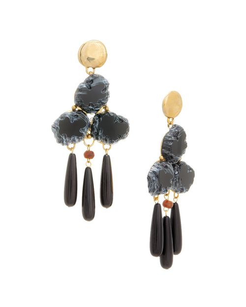 KJL Black Square Top Drop Post Earrings
