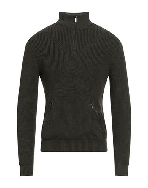 Man Sweater Military green Size 36 Wool