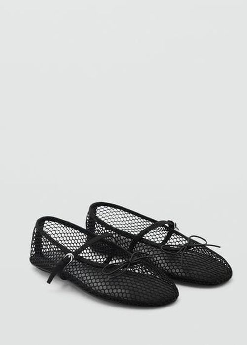 Mesh ballet flats with strap and buckle black - Woman - 