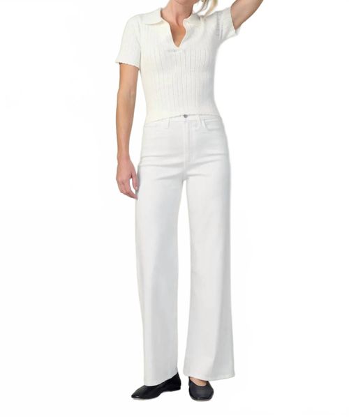 Mia Petite High Rise Wide Leg Jeans In White
