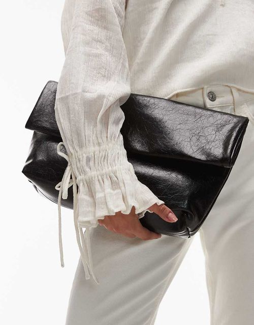 Georgia folded clutch grab bag in black