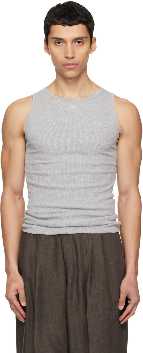 Gray Logo Patch Tank Top