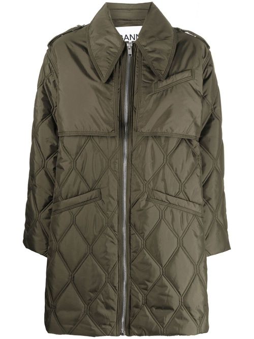 Recycled polyester quilted coat - Green