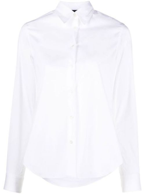 Button-up curved-hem shirt