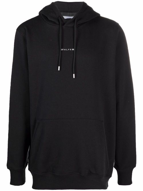 Logo-print pullover hoodie - Black