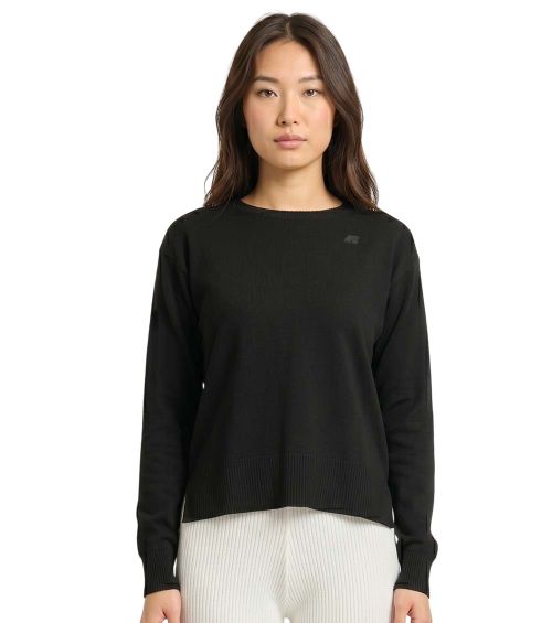Black Solid Crew Neck Sweater