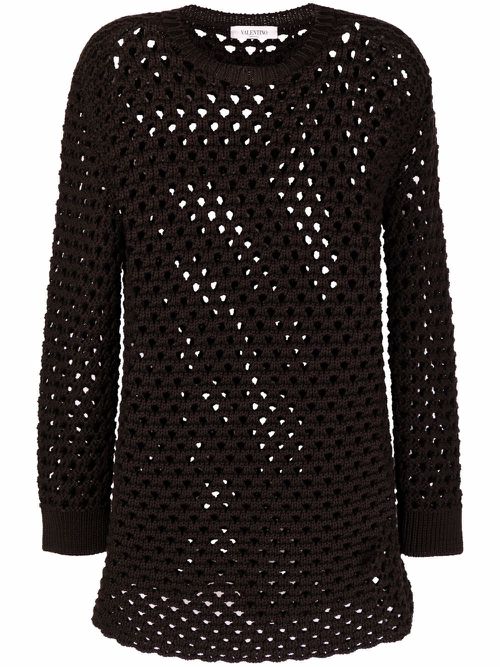 Valentino Garavani open-knit jumper - Brown
