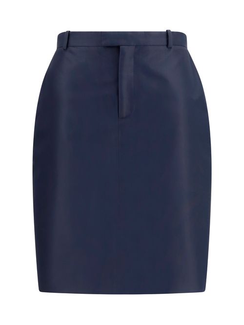 Silk Faille Skirt — Navy