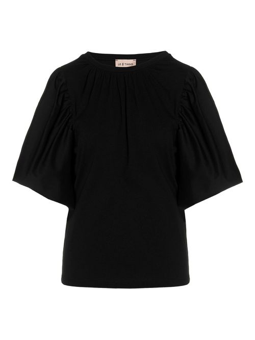 LE TWINS 여성 puffed-shoulder T-shirt - Black ASIANERO