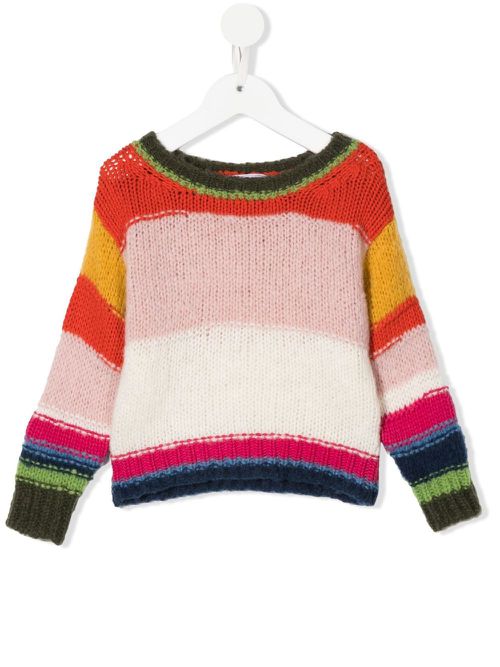 Stripe-print wool-blend jumper - Neutrals