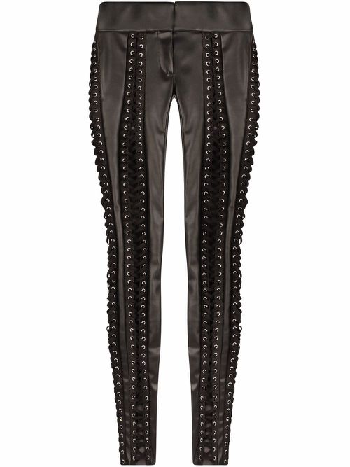 Corset-style eyelet-detail leggings - Black