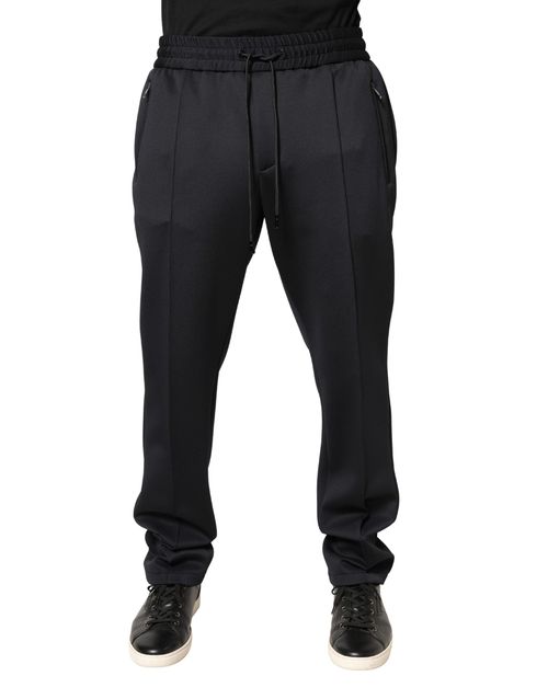 Polyester Drawstring Joggers — Black