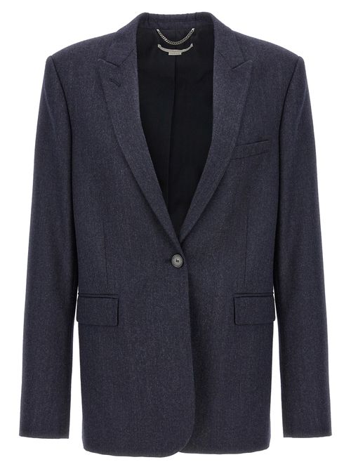 Viscose-Cotton Tailored Blazer — Blue