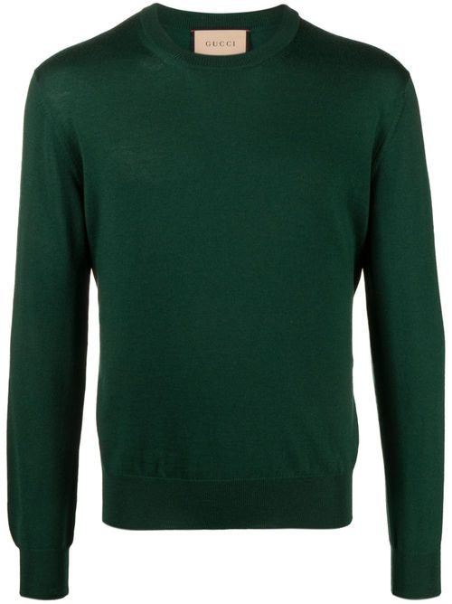 Embroidered-logo wool jumper - Green