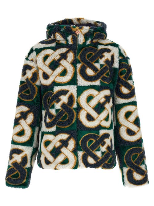 Monogram Intarsia Fleece Jacket — Green