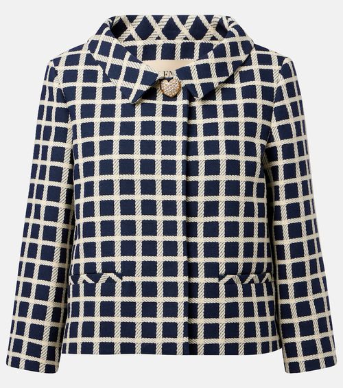 Checked wool and cotton-blend jacket
