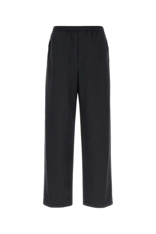 Tech Fabric Wide-Leg Trousers — Black
